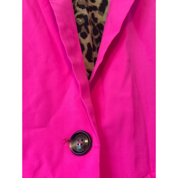 JODIFL Hot Pink Single Button Blazer Leopard Print Lined Women's Medium Career - Picture 3 of 7
